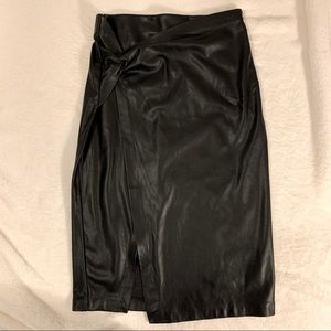 Dynamite Black Vegan Leather Midi Skirt